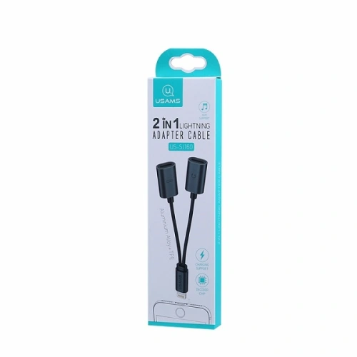 Kup USAMS US-SJ160 2in1 Lightning Adapter schwarz/schwarz - USA981 - {ean13} - Sklep Home Screen