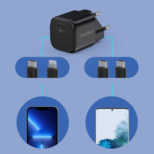 Kup Hálózati töltő Choetech PD5007 GaN USB-C PD 30W fekete - CHT126 - {ean13} - Sklep Home Screen