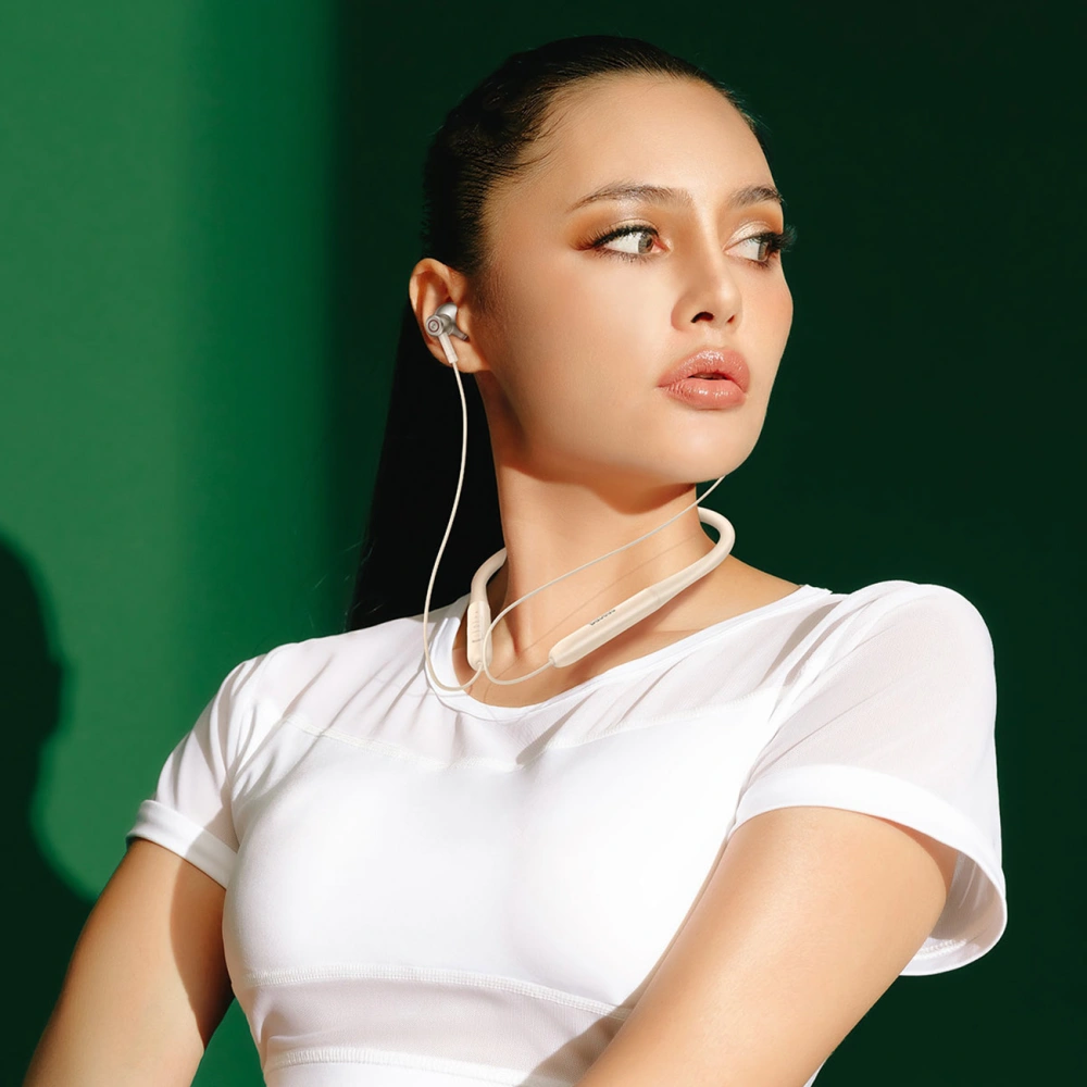 Słuchawki bezprzewodowe Baseus Bowie P1x Bluetooth 5.3 kremowe