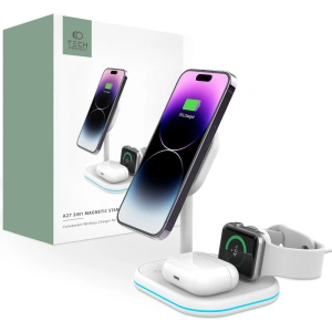 Kup Ładowarka bezprzewodowa Tech-Protect QI15W-A27 3in1 Magnetic MagSafe Wireless Charger White - THP2055 - {ean13} - Sklep Home Screen