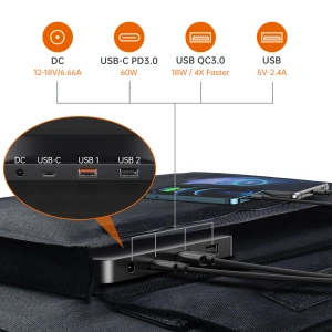 Buy Choetech SC008 Solar Charger Foldable 120W DC, USB C, 2xUSB-A black - CHT141 - {ean13} - Home Screen Store Europe