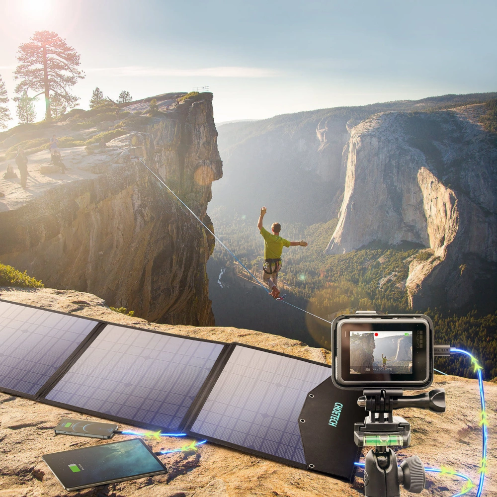 Ładowarka solarna Choetech SC008 składana 120W DC, USB C, 2xUSB-A czarna