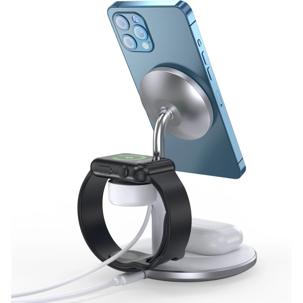 Bezprzewodowa ładowarka magnetyczna Choetech T586-F MagSafe 3w1 do iPhone/AirPods/Apple Watch biały