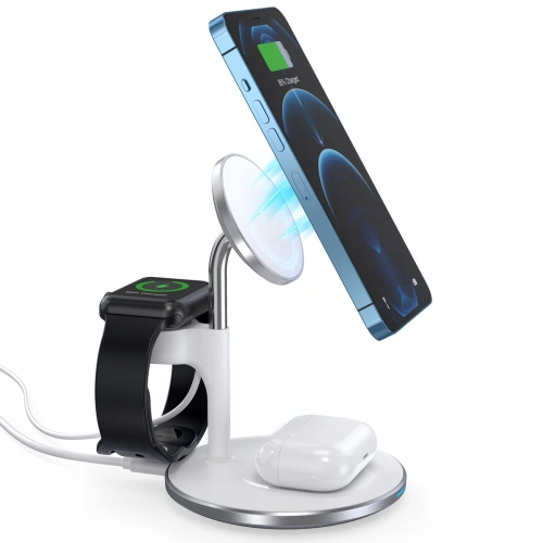 Kup Încărcător wireless magnetic Choetech T586-F MagSafe 3w1 pentru iPhone/AirPods/Apple Watch alb - CHT146 - {ean13} - Sklep Home Screen