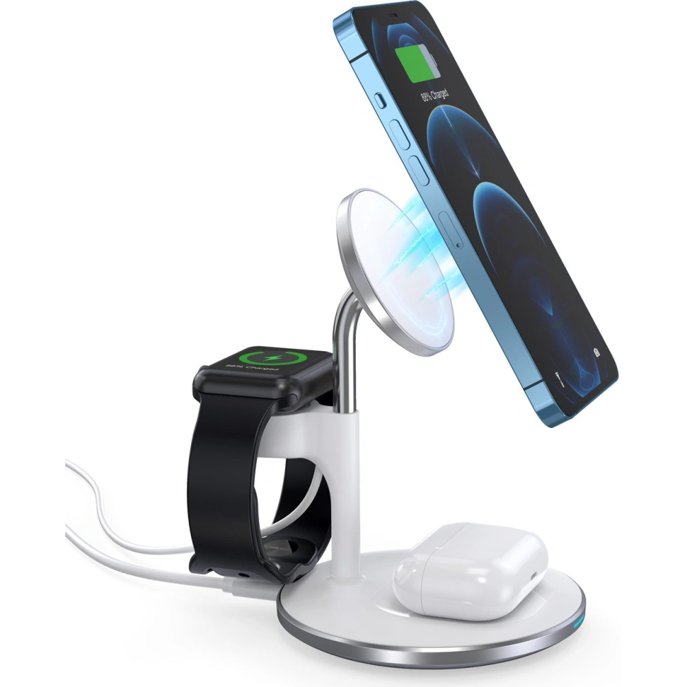 Bezprzewodowa ładowarka magnetyczna Choetech T586-F MagSafe 3w1 do iPhone/AirPods/Apple Watch biały