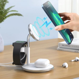 Kup Bezprzewodowa ładowarka magnetyczna Choetech T586-F MagSafe 3w1 do iPhone/AirPods/Apple Watch biały - CHT146 - {ean13} - Sklep Home Screen