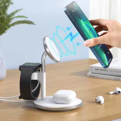 Kup Bezprzewodowa ładowarka magnetyczna Choetech T586-F MagSafe 3w1 do iPhone/AirPods/Apple Watch biały - CHT146 - {ean13} - Sklep Home Screen