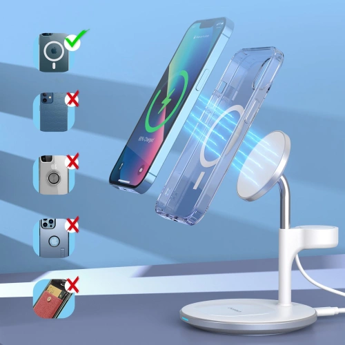 Kup Încărcător wireless magnetic Choetech T586-F MagSafe 3w1 pentru iPhone/AirPods/Apple Watch alb - CHT146 - {ean13} - Sklep Home Screen