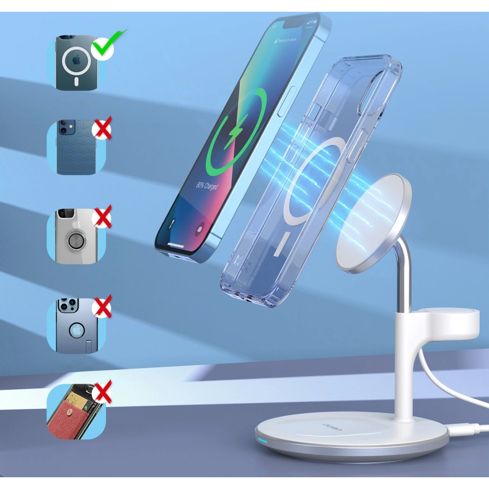 Bezprzewodowa ładowarka magnetyczna Choetech T586-F MagSafe 3w1 do iPhone/AirPods/Apple Watch biały