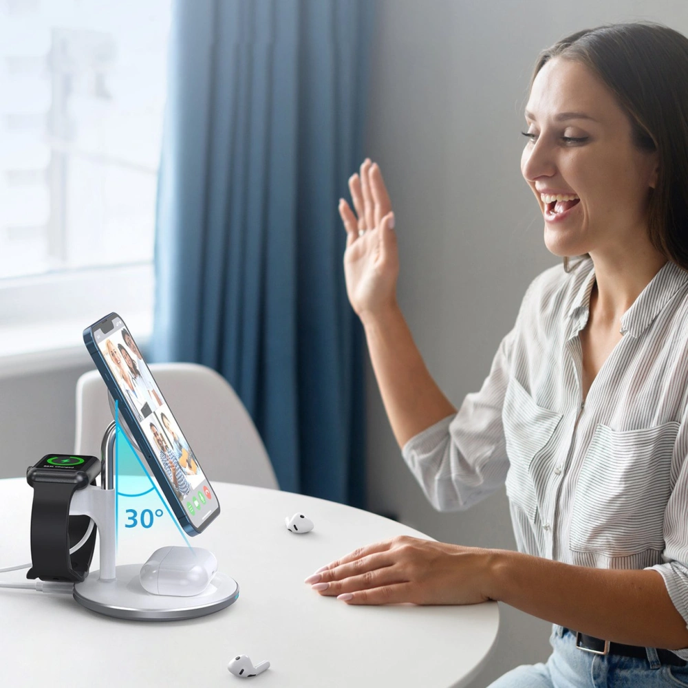 Bezprzewodowa ładowarka magnetyczna Choetech T586-F MagSafe 3w1 do iPhone/AirPods/Apple Watch biały