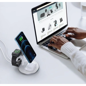 Kup Bezprzewodowa ładowarka magnetyczna Choetech T586-F MagSafe 3w1 do iPhone/AirPods/Apple Watch biały - CHT146 - {ean13} - Sklep Home Screen