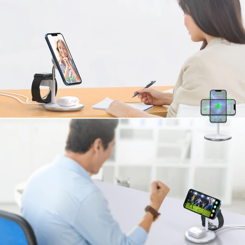 Kup Bezprzewodowa ładowarka magnetyczna Choetech T586-F MagSafe 3w1 do iPhone/AirPods/Apple Watch biały - CHT146 - {ean13} - Sklep Home Screen