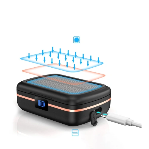Kup Căști TWS Choetech BH-T05 rezistente la apă cu panou solar și powerbank de 2500mAh negru - CHT153 - {ean13} - Sklep Home Screen
