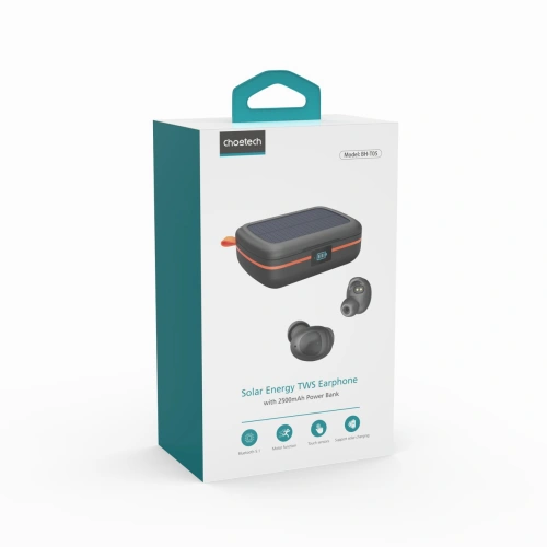 Kup Sluchátka TWS Choetech BH-T05 voděodolné s solárním panelem a powerbankou 2500mAh černé - CHT153 - {ean13} - Sklep Home Screen