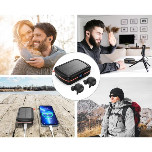 Kup Sluchátka TWS Choetech BH-T05 voděodolné s solárním panelem a powerbankou 2500mAh černé - CHT153 - {ean13} - Sklep Home Screen