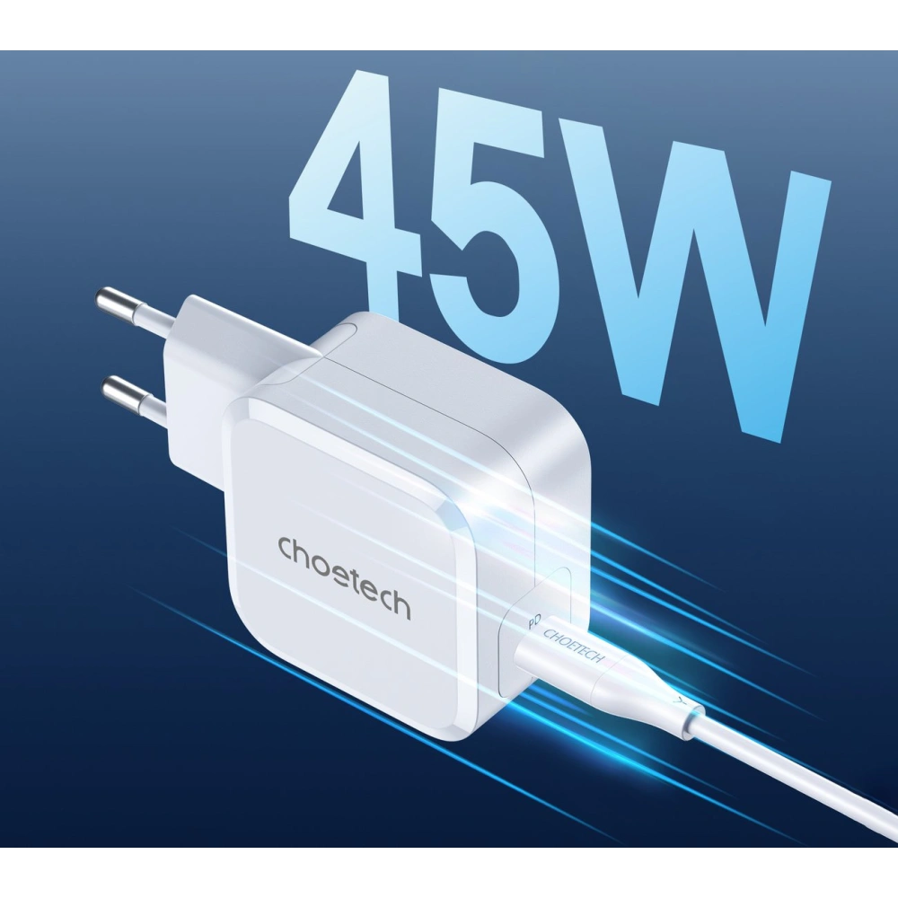 Ładowarka sieciowa Choetech PD8007 USB-C 45W PPS/PD biała