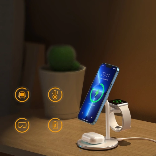 Buy Choetech T585-F Wireless Charger 3in1 iPhone 12/13, AirPods Pro, Apple Watch white - CHT156 - {ean13} - Home Screen Store Europe