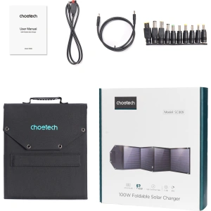 Buy Choetech SC009-V2 Solar Charger Foldable 100W USB-C, 2xUSB-A PD QC black - CHT159 - {ean13} - Home Screen Store Europe