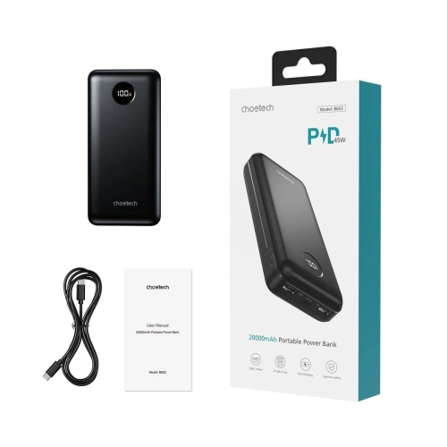 Buy Choetech B653 Powerbank PD 45W 20000mAh black - CHT160 - {ean13} - Home Screen Store Europe
