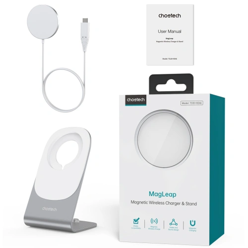 Kup Încărcător wireless Choetech H046+T518-F 15W Qi MagSafe alb - CHT161 - {ean13} - Sklep Home Screen