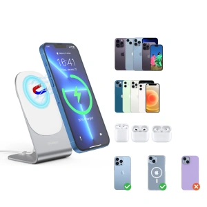 Buy Choetech Wireless Charger H046+T518-F 15W Qi MagSafe white - CHT161 - {ean13} - Home Screen Store Europe