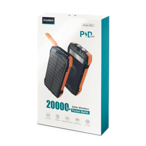 Kup Solární powerbanka s bezdrátovým nabíjením Choetech B657 20000mAh PD 20W/QC 18W/Qi 10W oranžová - CHT166 - {ean13} - Sklep Home Screen