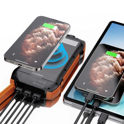 Kup Solární powerbanka s bezdrátovým nabíjením Choetech B657 20000mAh PD 20W/QC 18W/Qi 10W oranžová - CHT166 - {ean13} - Sklep Home Screen