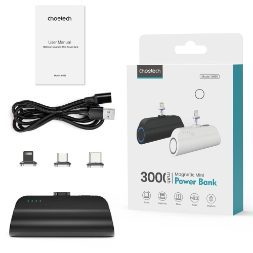 Kup Choetech Mini-Powerbank B660 3000mAh USB-C/microUSB/Lightning schwarz - CHT168 - {ean13} - Sklep Home Screen