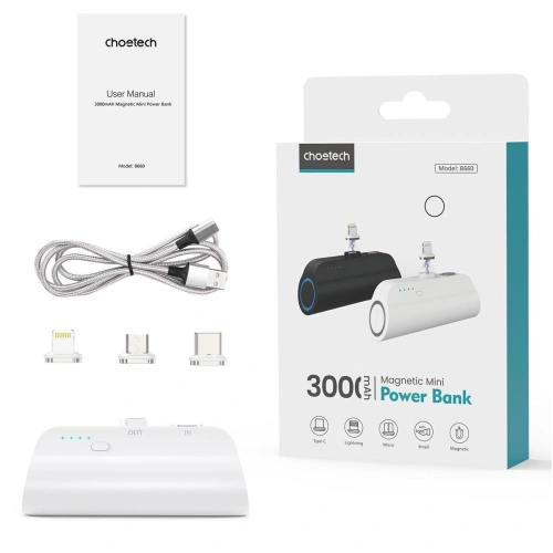 Kup Choetech Mini-Powerbank B660 3000mAh USB-C/microUSB/Lightning weiß - CHT169 - {ean13} - Sklep Home Screen