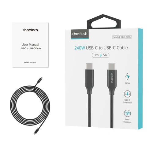 Kup Kabel Choetech XCC-1036 USB-C/USB-C PD 3.1 240W 480 Mbps 2m černý - CHT173 - {ean13} - Sklep Home Screen