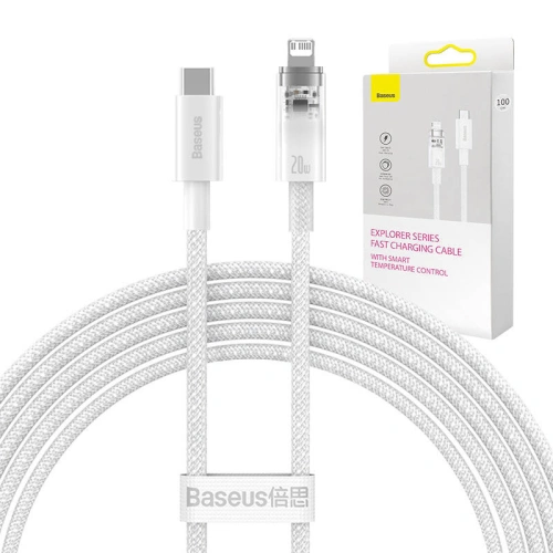 Kup Cablu Baseus Explorer Series USB-C/Lightning 2m 20W (alb) - BSU4358 - {ean13} - Sklep Home Screen