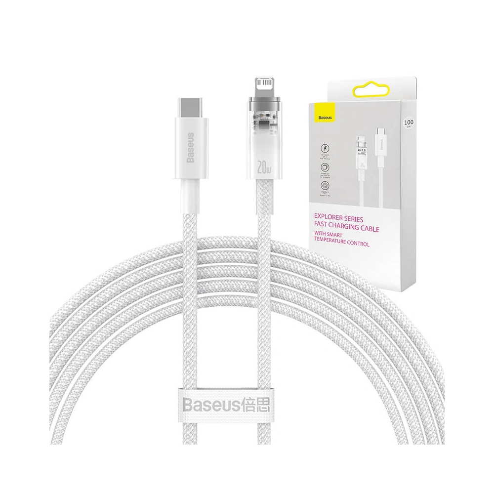 Kabel Baseus Explorer Series USB-C/Lightning 2m 20W (biały)