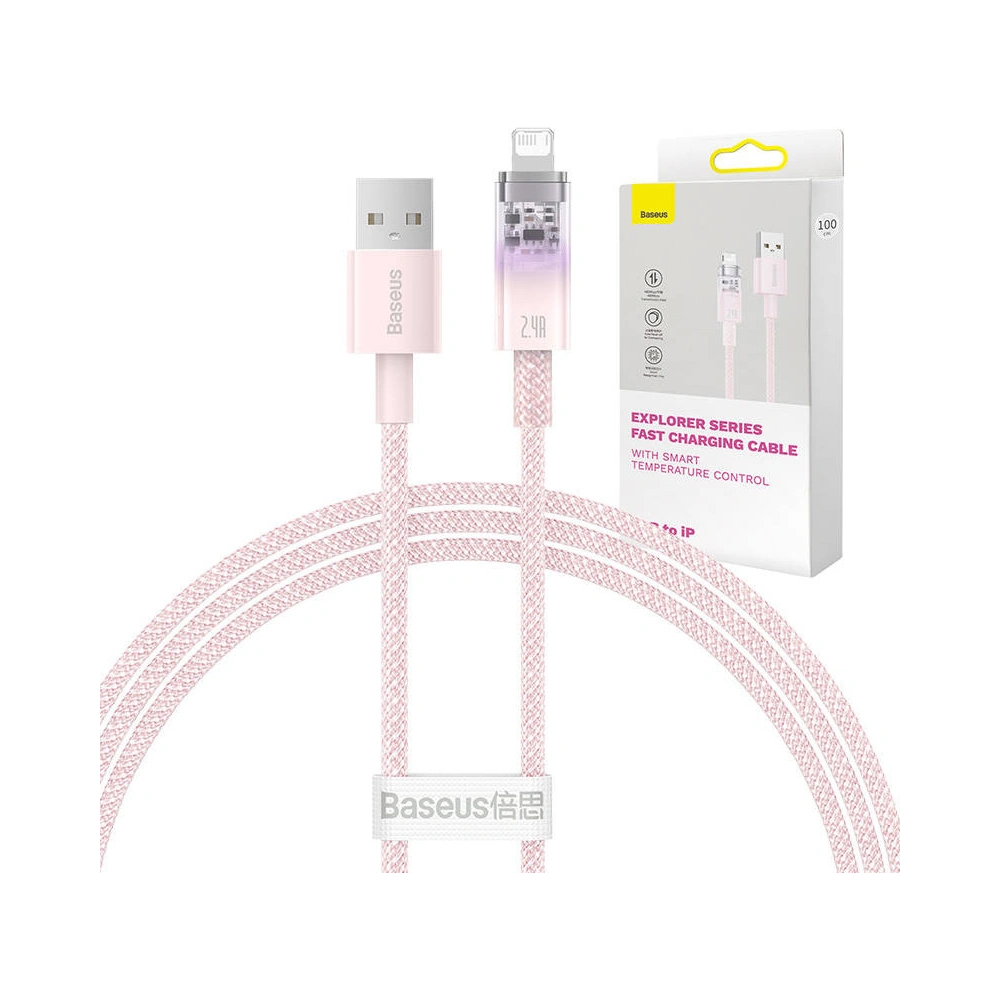 Kabel Baseus Explorer Series USB-A/Lightning 1m 2.4A (różowy)