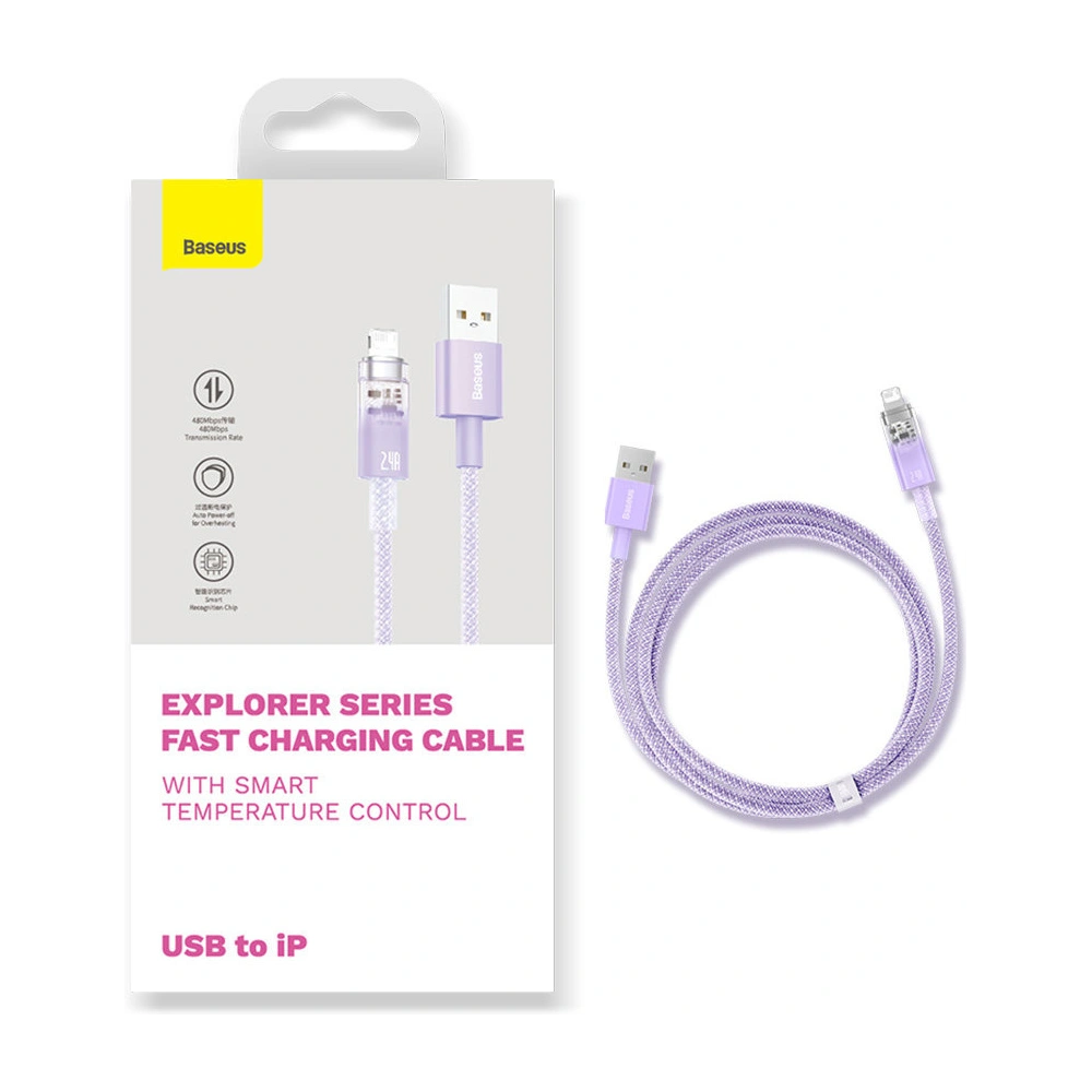 Kabel Baseus Explorer Series USB-A/Lightning 1m 2.4A (biały)