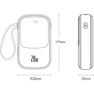 Powerbank Baseus Qpow Pro 10000mAh 20W Overseas Edition + kabel USB-C 3A - czarny