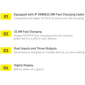 Powerbank Baseus Qpow Pro 10000mAh 20W Overseas Edition + kabel USB-C 3A - czarny