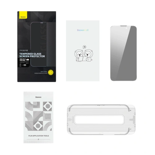 Kup Baseus 0.3mm Apple Gehärtetes Glas Privacy Glass iPhone 14 Pro Max + Montagerahmen - BSU4363 - {ean13} - Sklep Home Screen