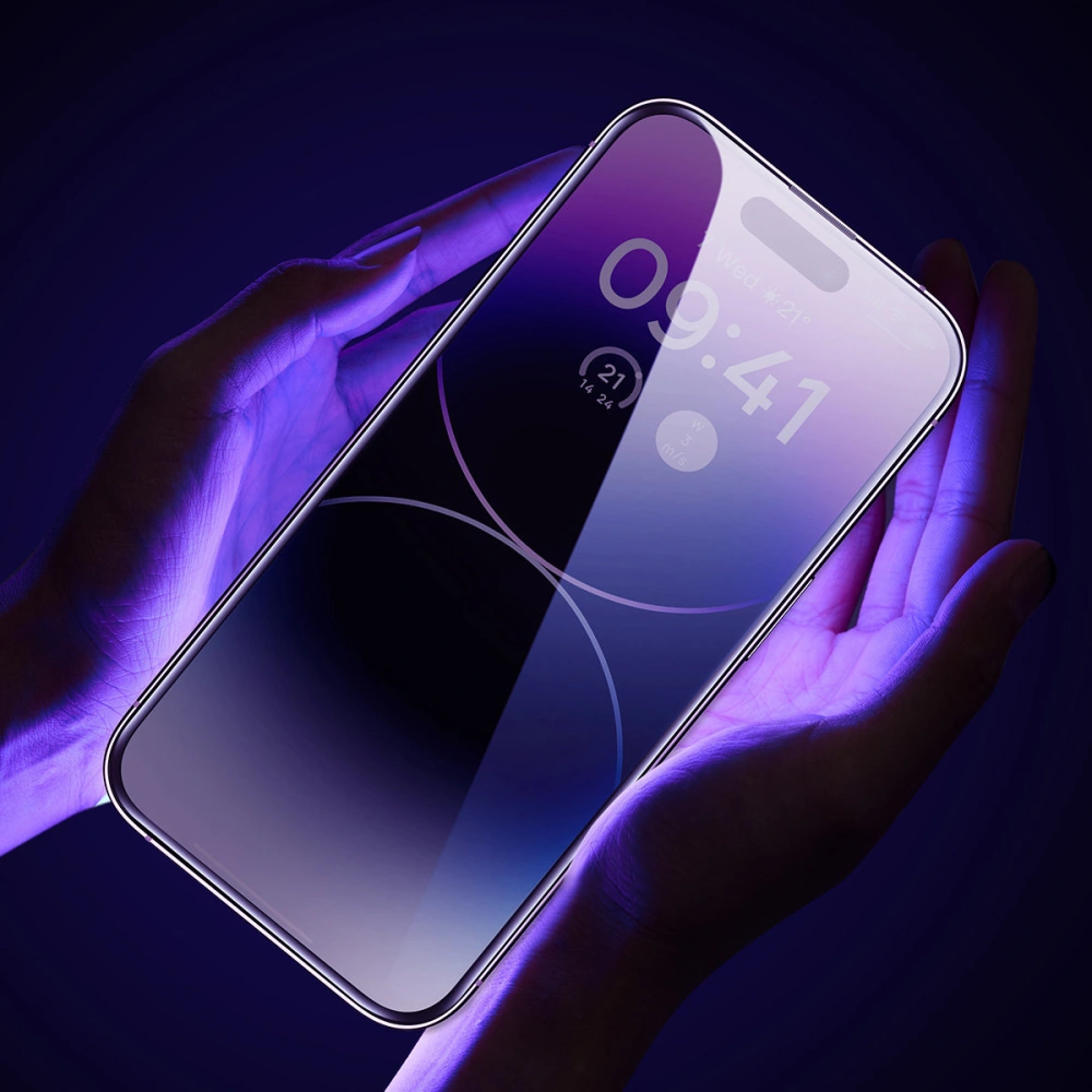 Szkło hartowane Baseus Privacy 0.3mm Glass Apple iPhone 14 Pro + ramka montażowa