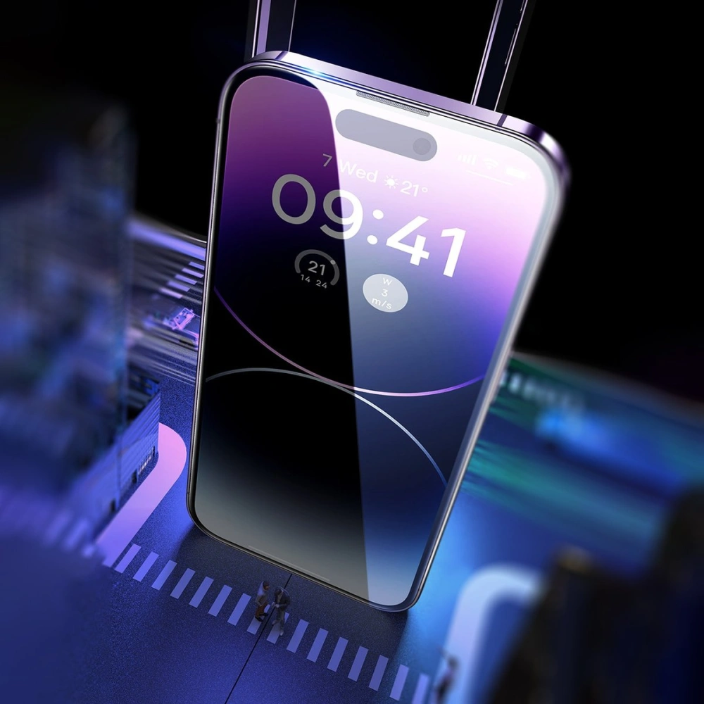 Szkło hartowane Baseus Privacy 0.3mm Glass Apple iPhone 14 Pro + ramka montażowa