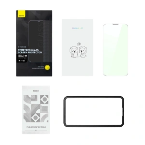 Sticlă securizată Baseus Anti Blue Light 0.3mm Glass Apple iPhone 14 Pro Max cu filtru antipraf + ramă de montare