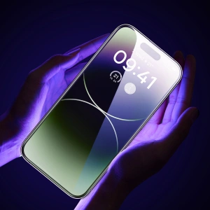 Kup Szkło hartowane Baseus Anti Blue Light 0.3mm Glass Apple iPhone 14 Pro z filtrem przeciwpyłowym + ramka montażowa - BSU4366 - {ean13} - Sklep Home Screen