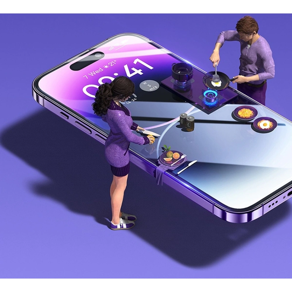 Szkło hartowane Baseus Anti Blue Light 0.3mm Glass Apple iPhone 14 Pro z filtrem przeciwpyłowym + ramka montażowa