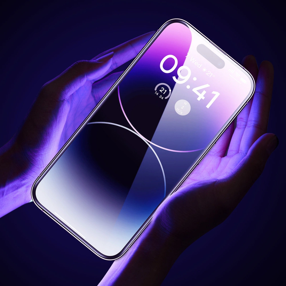 Szkło hartowane Baseus 0.3mm Glass Apple iPhone 14 Pro Max z filtrem przeciwpyłowym + ramka montażowa