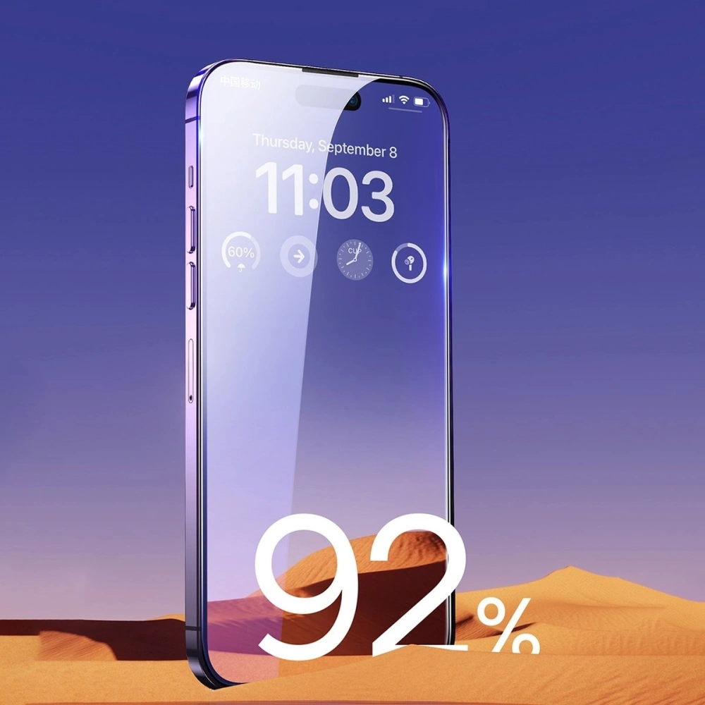 Szkło hartowane Baseus 0.3mm Glass Apple iPhone 14 Pro Max z filtrem przeciwpyłowym + ramka montażowa