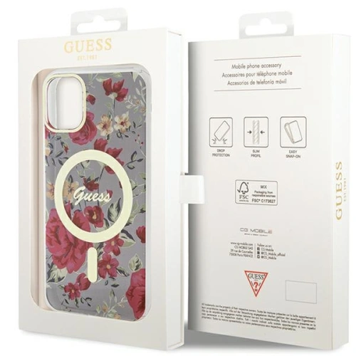 Buy Guess GUHMN61HCFWSA Apple iPhone 11/XR khaki hardcase Flower MagSafe - GUE2619 - {ean13} - Home Screen Store Europe