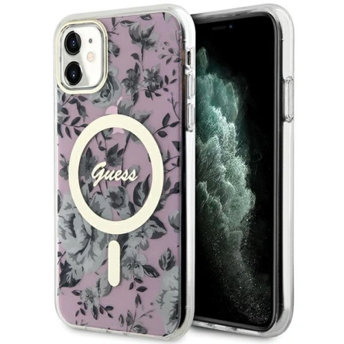 Kup Guess Apple Tasche GUHMN61HCFWSP iPhone 11/XR rosa/rosa Hartschalenetui Flower MagSafe - GUE2620 - {ean13} - Sklep Home Screen