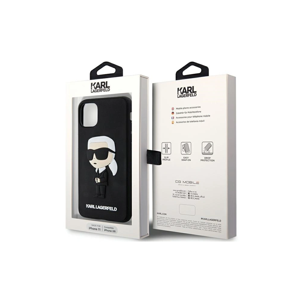 Etui Karl Lagerfeld KLHCN613DRKINK Apple iPhone 11/XR czarny/black hardcase Rubber Ikonik 3D