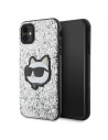 Karl Lagerfeld Apple Tasche KLHCN61G2CPS iPhone 11/XR silber/silberne Hartschale Glitter Choupette Patch