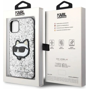Kup Karl Lagerfeld Apple Tasche KLHCN61G2CPS iPhone 11/XR silber/silberne Hartschale Glitter Choupette Patch - KLD1590 - {ean13} - Sklep Home Screen