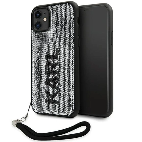 Kup Karl Lagerfeld Apple Tasche KLHCN61PSQRKS iPhone 11/XR silber/silberne Hartschale Pailletten Kordel - KLD1591 - {ean13} - Sklep Home Screen